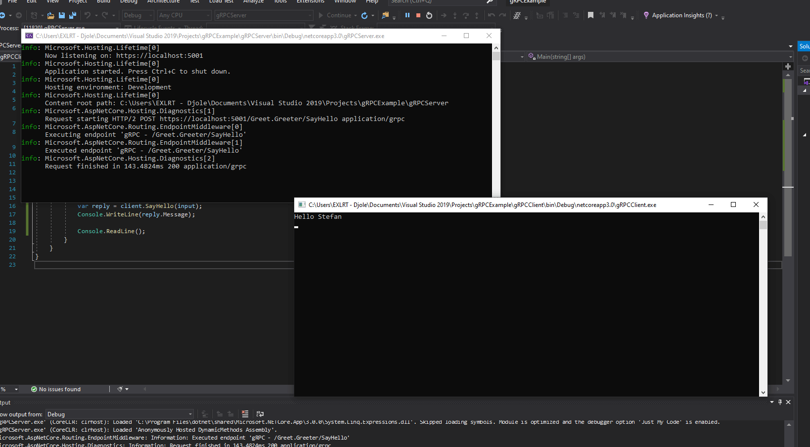 Console application result